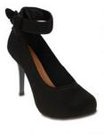 Crysalis Bow Ankle Strap Stilettos  Black
