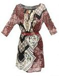 Mint Mixed Butterfly Filigree Print Dress Multi