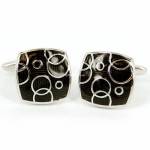 Epoxy Rings Rhodium Cufflinks Set