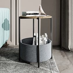 grey basket side table