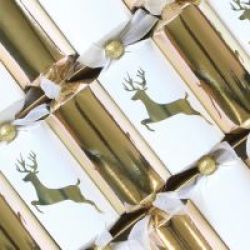 CHRISTMAS Luxury Gold Foiled Reindeer Crackers 6 Pack