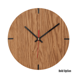 Mika Wall Clock In Oak - 250MM Dia Natural Bold Red Second Hand