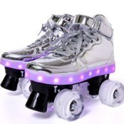 Larry& 39 S Sneaker-style Space Skates Silver Clear Pu Wheels