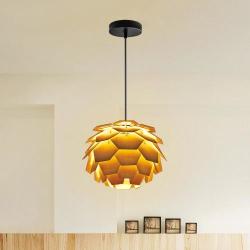 LAMPZ00E A-01L Concise Style Pine Cone Shaped Wooden Diy Lamp Shade Hexagon Not Included Light ...