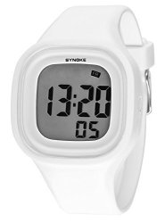 Synoke Girls Boys Water-resistant Digital Watch Multifunctional Stopwatch - White
