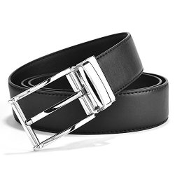 Men Reversible Belt - 's Dress Belt Leather Reversible 35MM In Gift Box Size Adjustable By Trim To Fit 48"