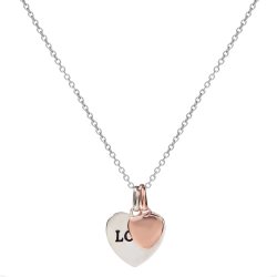 Silver - Rose Plated Heart 'love' Pendant On Chain
