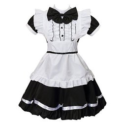 Gracin Women's Cosplay Cat Ear French Apron Maid Fancy Dress Costume Cosplay Size L Black