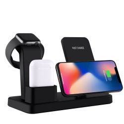 Q12 3 In 1 Quick Wireless Charger For Iphone Apple Watch Airpods And Other Android Smart Phones Black