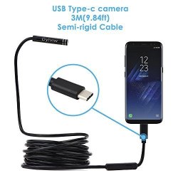 Dylviw 3 Meter 9.84FT Rigid Cable USB C Endoscope Type C Borescope Inspection Camera 2.0 Megapixels HD Snake Camera For New Android Samsung Galaxy S8 S8