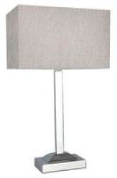 Bright Star Lighting - Polished Chrome Table Lamp With Champagne Fabric Shade
