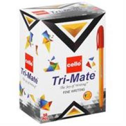 Cello Trimate Fine Point Pen 0.7MM Box Of 50 Colour: Red Retail Packaging No Warranty  features: • 1.0 Mm Tip Give Fine Writing• Triangular Shape Makes