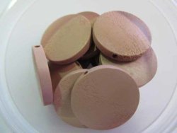 Wooden Beads Flat Round Dusty Pink - 25MM X 5MM - 4PC