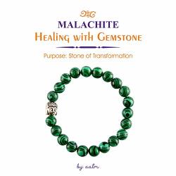 Aatm Natual Healing Gemstone Green Buddha Beaded Charm Bracelet For Healing And Meditation Beads Size - 7-8 Mm
