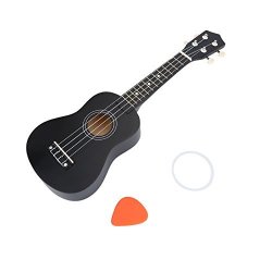 21INCH Ukulele With String Pick Fashionable Musical Instrument Gift With Cute Design For Ukulele Beginners Black