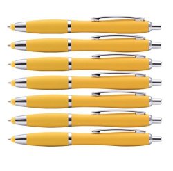 The Del Mar Soft Touch Ballpoint Pen With Stylus Tip Is A Stylish Premium Metal Pen Black Ink Medium Point. Box Of 7 Yellow