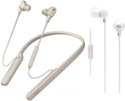 Sony WI-1000XM2 S Wireless Noise Canceling In-ear Headphones Silver And MDR-EX15AP In-ear Headphones Bundle 2 Items