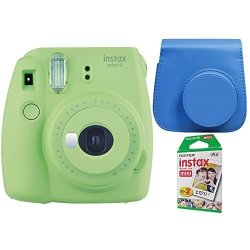 Fujifilm Instax MINI 9 Instant Camera Lime Green With Case + 2-PACK Instant Film 20 Shots