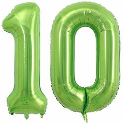 Tellpet Number 10 Balloons 40 Inch Foil Balloons Green