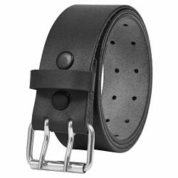 Pbf's Double Prong Heavy Duty Leather Work Belts For Men 1.75 Inch Wide Double Hole Grommet Belt Black & Brown 30" - 32" Black