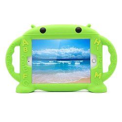 Chinfai Ipad MINI Case For Kids Shockproof Silicone Rubber Cover Cartoon Robot Stand Case With Handles For Apple Ipad MINI 1 MINI 2 MINI 3 MINI 4 Green