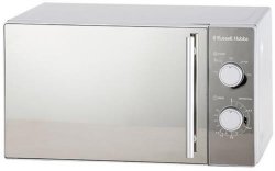 Russell Hobbs 20L Electronic Manual Microwave With Silver Mirror Finish - 20L Capacity 255MM Glass Turntable Diameter. 35 Minute Cooking Timer With End Signal