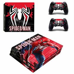 Decal Moments PS4 Pro Console Skin Set Vinyl Decals Stickers For Playstation 4 Pro Console Dualshock 2 Controllers Spiderman PS4 Pro Only