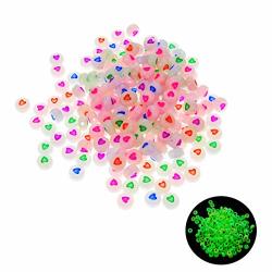 Ramaix Heart Pattern Beads Luminous In The Dark 200PCS - Acrylic Bead Flat Round Spacer For Charms Making Jewelry Diy Necklaces And Bracelets