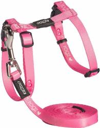 Catz Kiddycat 8MM Cat H-harness And Lead Combination Pink Hearts Design