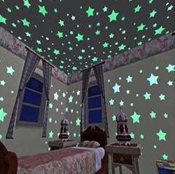 Dnhcll 100PCS 3CM Multi-color Stars Glow In The Dark Luminous Fluorescent Wall Stickers For Baby Kid's Nursery Room-stars Plastic Luminous Wall Stickers For Bedroom