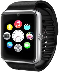 GT08 Bluetooth Smart Watch With Camera And Sim Slot For Iphone And Android Smartphones Black