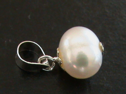Single Pearl Drop Pendant. Set In Solid Sterling Silver.