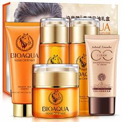 Bioaqua Horse Ointment Miracle Essence Oil Hydrating Gift Box Cleansing Cream Skin Care Gift Moisturizing Face 5 Pcs Set 100G + 120ML + 120ML + 50G + 40G