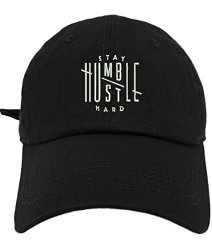 Themonsta Humble Stay Hard Logo Style Dad Hat Washed Cotton Polo Baseball Cap Black