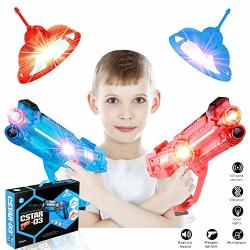 Laser Tag Guns With Drones Set Of 2 For Kids Fun Shooting Lazer Launchers Game For Boys With LED Effects Sounds And 4 Gun