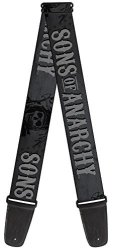 BD Sons Of Anarchy Nylon Guitar Strap - Reaper Face Close-up Gray black