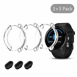 3+3 Pack Seltureone Screen Protector Cases Compatible For Garmin Vivoactive 3 Music Case Full Body Protection Tpu Cover With Extra 3 Pack Silicone Anti-dust