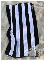 Consumable Depot %100 Cotton Cabana Stripe Designed Beach Bath Pool Towel Made In Turkey Black White