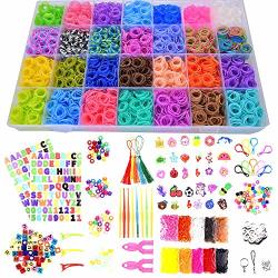 Rainbow 20000+ Rubber Bands Refill Kit 38 Colors Loom Bands 1000 S-clips 2 Y Looms 280 Beads 52 Abc Beads 30 Charms 10 Backpack Hooks Tassels Crochet Hooks And Abc Stickers By Inscraft