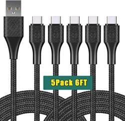 5-PACK USB Type C Cable 6FT Fast Charging Usb-a To Usb-c 3A 6FOOT Fast Charger Cable Compatible Samsung Galaxy S20 S10 S10E S9 S8