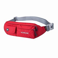 Aonijie Water Resistant Waist Bag Fanny Pack Hip Pack Bum Bag Running Belt Exercise Bag For Sports Travel Running Hiking Red