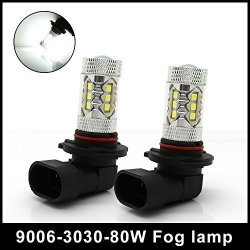 9006 HB4 LED Fog Light Bulb 3030 Smd 80W 1600 Lumens DC12 Replacement Drl Pack Of 2