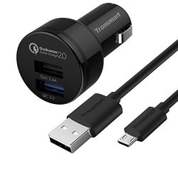Dual USB QC2 18W Car Charger Kit Works With Motorola Xoom 2 Media Edition + Turbo Speed Microusb Cable Ul Certified