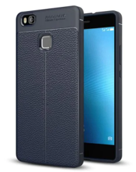 Huawei P9 Lite Luxury Cover Case Original Shockproof Armor Soft Leather Carbon Tpu - Deep Blue