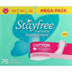Stayfree Everyday Panty Liners Normal Cotton Touch Unscented Pack Of 76