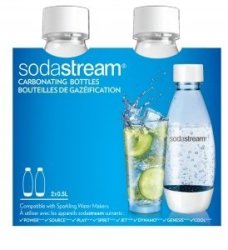 Sodastream 16.9 Oz 0.5 Liter White Carbonating Bottles 2-PACK For Source & Genesis Soda Makers - Lasts Up To 3 Years