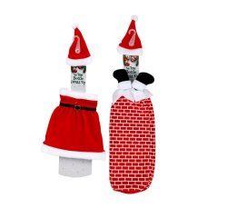 Xmas - Table Decor - Wine Bottle Dress Up - Santa - 42CM - 5 Pack