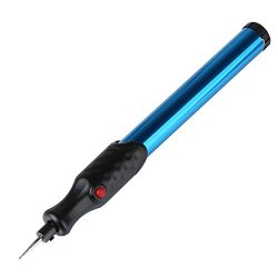 Electric Engraver Pen Etching Carve Tool Metal Engraving Carbide Scribe Drilling Pen With 3 Diamond Tip Bit Engrave Jewellery Stone Wood Plastic Leather Glass Blue