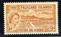 Falkland Islands 1955 Defin 9d Lmm. Sg 191. Cat 10 Pounds.