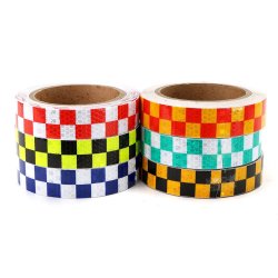 25MM 10M Warning Caution Reflective Sticker Dual Color Chequer Roll Signal
